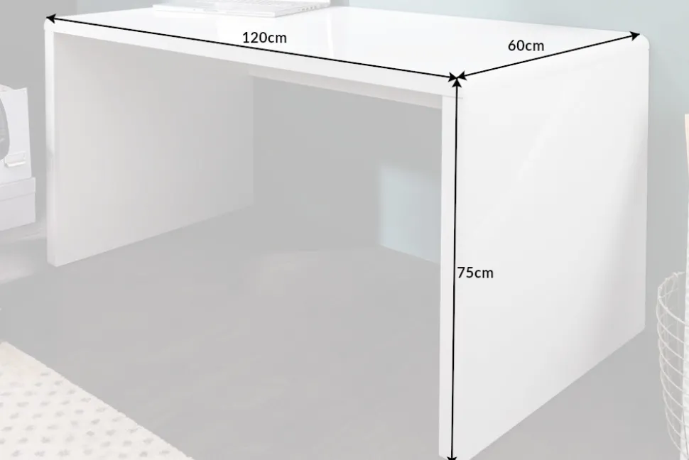 Design Schreibtisch FAST TRADE 120cm weiß Hochglanz Bürotisch