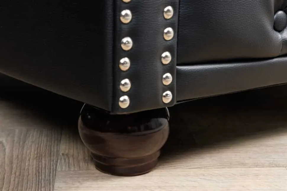 Design Sessel CHESTERFIELD 110cm matt schwarz Knopfheftung Federkern