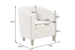 Design Sessel HEMINGWAY beige Bouclé Tweed Soft mit Armlehnen Cocktailsessel