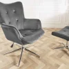 Design Sessel MR. LOUNGER grau chrom Samt höhenverstellbar drehbar Retro
