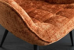 Design Sessel SCANDINAVIA rost braun Chenille Cremona schwarz Metall mit Armlehne