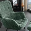 Design Sessel SCANDINAVIA grün Chenille Cremona schwarz Metall mit Armlehne