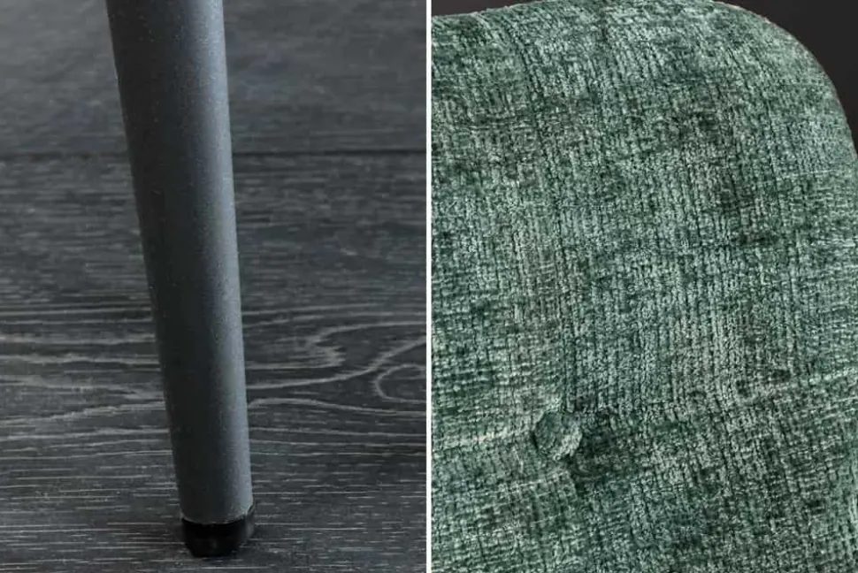 Design Sessel SCANDINAVIA grün Chenille Cremona schwarz Metall mit Armlehne