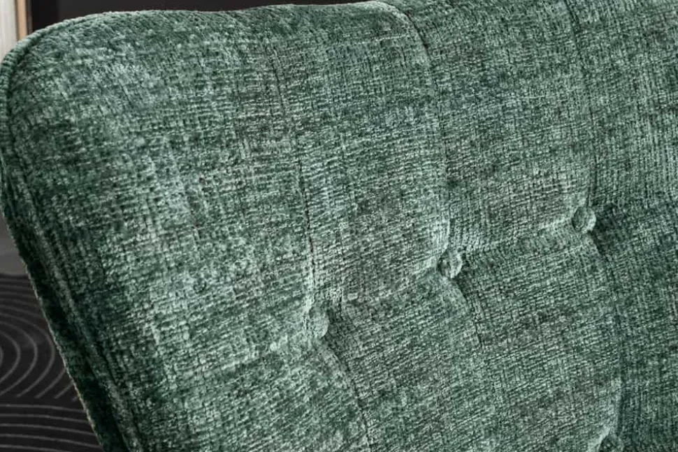 Design Sessel SCANDINAVIA grün Chenille Cremona schwarz Metall mit Armlehne