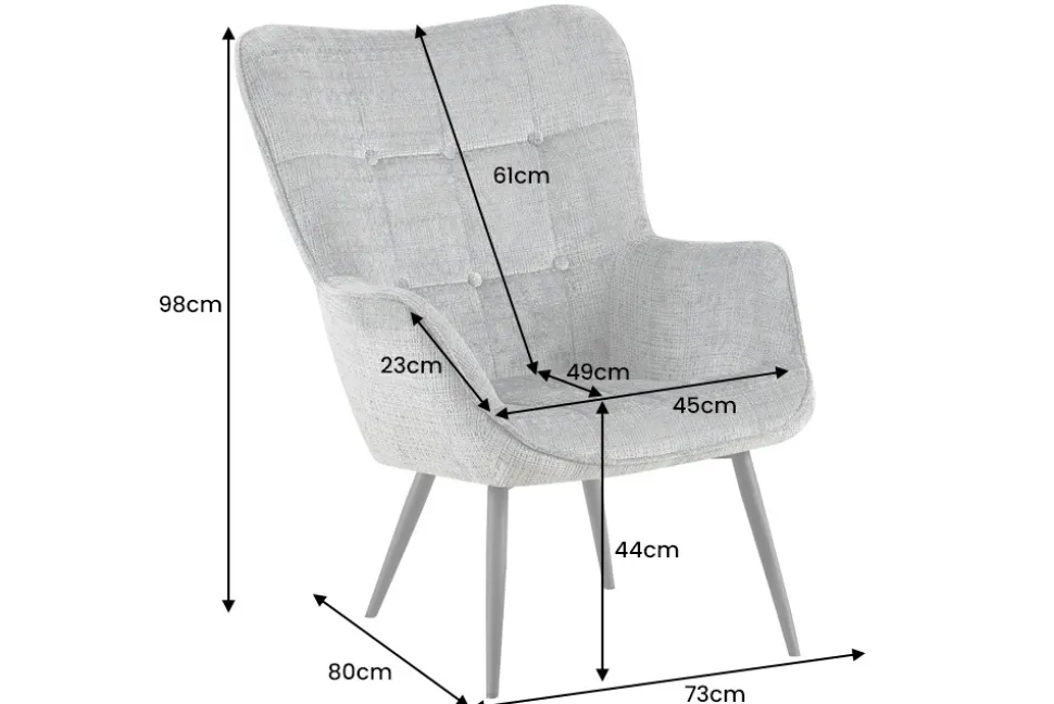 Design Sessel SCANDINAVIA grün Chenille Cremona schwarz Metall mit Armlehne