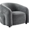 Design Sessel VOGUE 95cm grau Chenille mit Armlehnen und Nosagfederung
