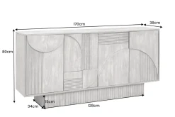 Design Sideboard ART DECO 170cm braun smoked Mangoholz massiv 3D-Front