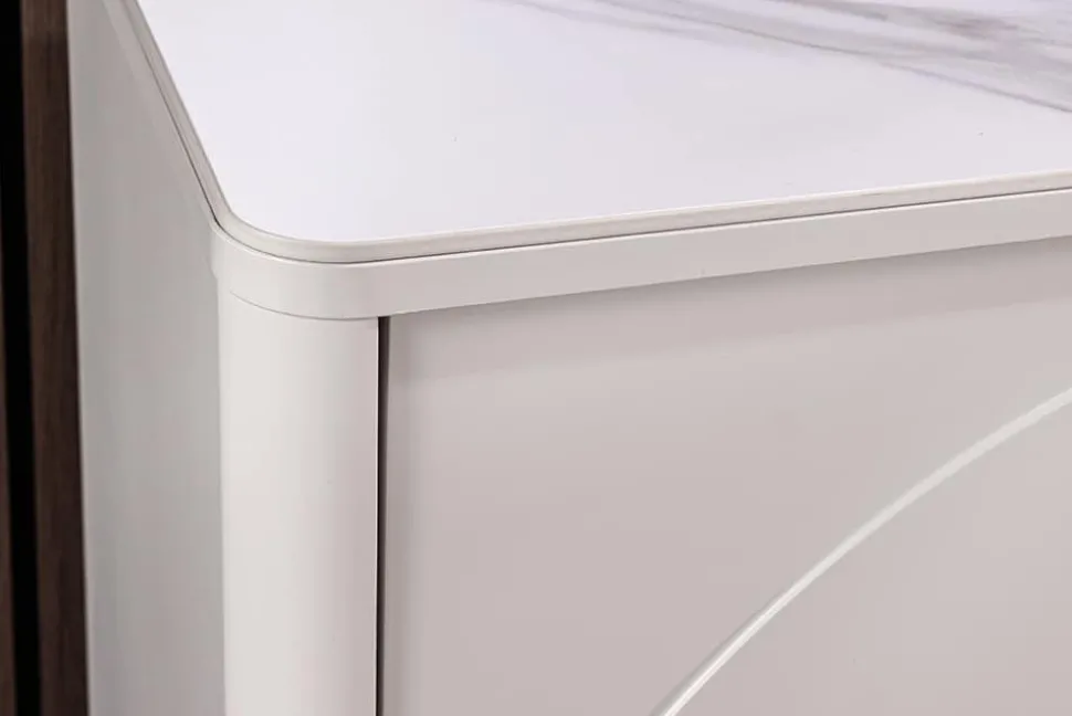 Design Sideboard SAVOY 150cm kaschmir weiß Marmor Keramik mit sechs Schubladen