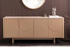 Design Sideboard SAVOY 180cm grau beige greige Travertin Keramik Stauraum 3D-Front
