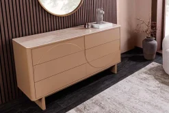 Design Sideboard SAVOY 150cm grau beige greige Keramik Travertin mit sechs Schubladen