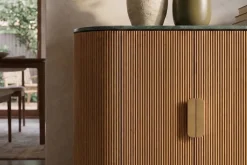 Design Sideboard VENEZIANO 170cm messing Mangoholz grün Marmor gold