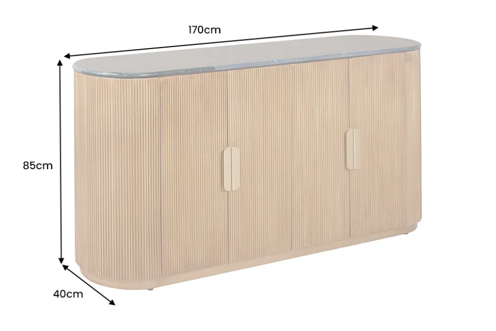 Design Sideboard VENEZIANO 170cm messing Mangoholz grün Marmor gold