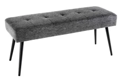 Design Sitzbank BOUTIQUE 100cm grau Strukturstoff schwarze Metallbeine