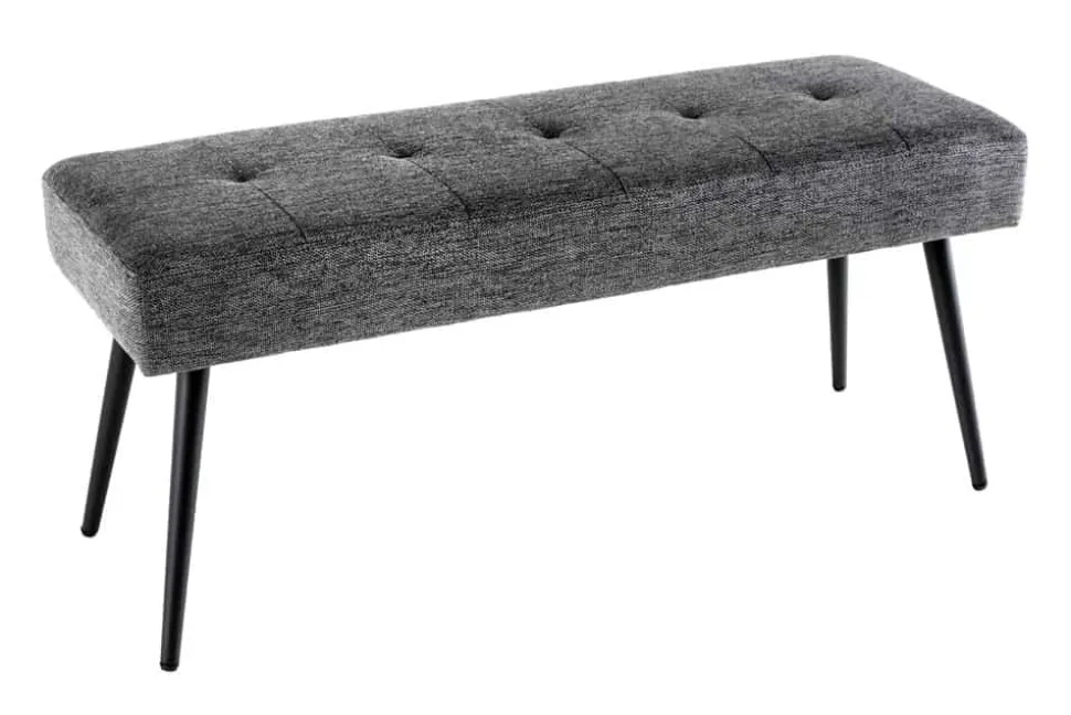 Design Sitzbank BOUTIQUE 100cm grau Strukturstoff schwarze Metallbeine