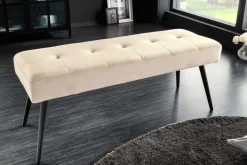 Design Sitzbank BOUTIQUE 100cm champagner Samt schwarze Metallbeine