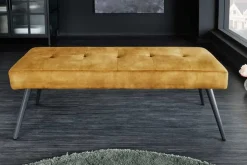 Design Sitzbank BOUTIQUE 100cm senfgelb Samt schwarze Metallbeine