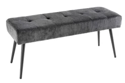 Design Sitzbank BOUTIQUE 100cm dunkelgrau Cord schwarze Metallbeine
