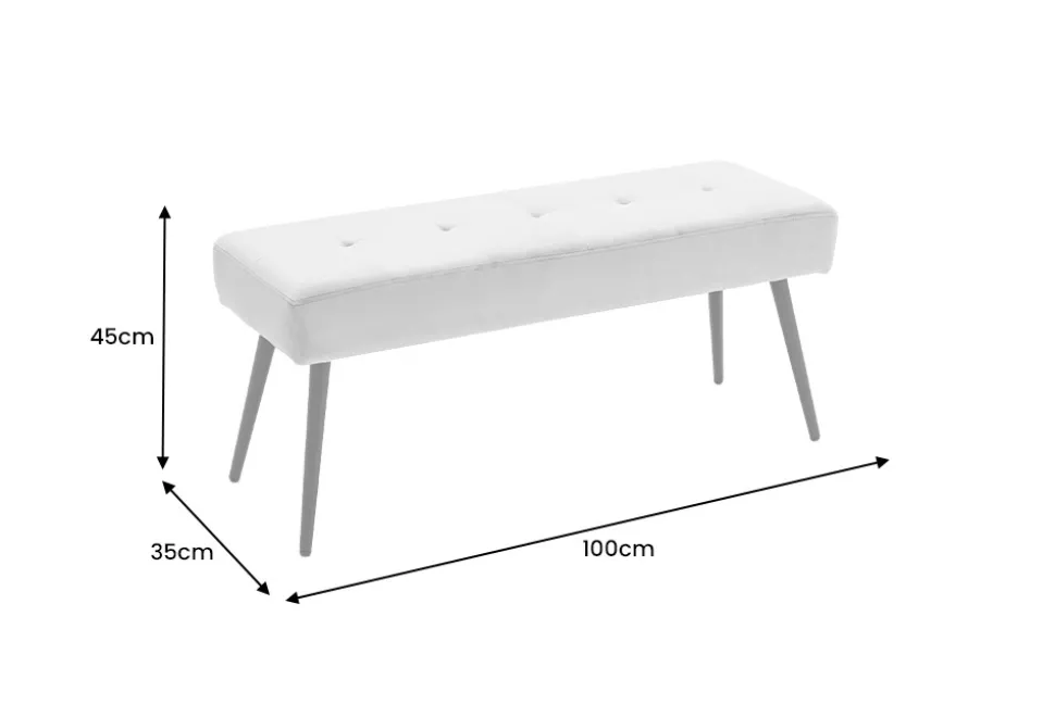 Design Sitzbank BOUTIQUE 100cm grün Samt schwarze Metallbeine