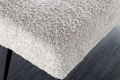 Design Sitzbank BOUTIQUE 100cm champagner greige Bouclé schwarze Metallbeine Polsterbank