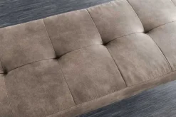 Design Sitzbank BOUTIQUE 100cm antik taupe Microfaser schwarze Metallbeine Polsterbank