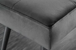 Design Sitzbank BOUTIQUE 100cm dunkelgrau Samt schwarze Metallbeine