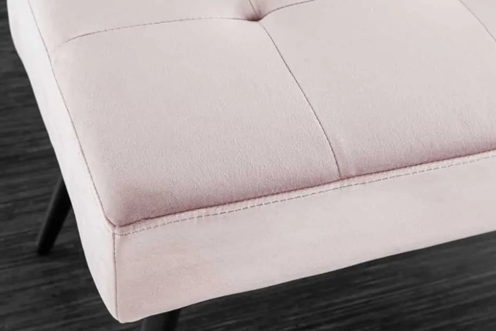 Design Sitzbank BOUTIQUE 100cm rosa Samt schwarze Metallbeine