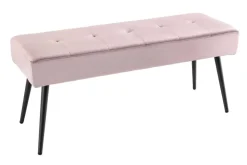 Design Sitzbank BOUTIQUE 100cm rosa Samt schwarze Metallbeine