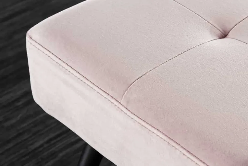 Design Sitzbank BOUTIQUE 100cm rosa Samt schwarze Metallbeine