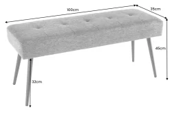 Design Sitzbank BOUTIQUE 100cm rosa Samt schwarze Metallbeine