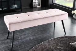 Design Sitzbank BOUTIQUE 100cm rosa Samt schwarze Metallbeine
