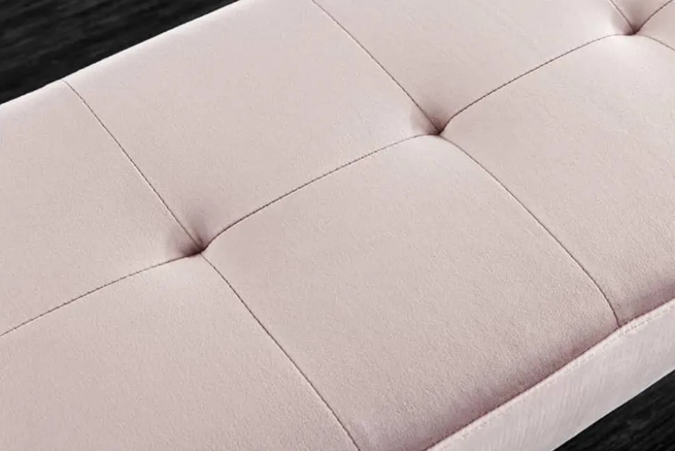 Design Sitzbank BOUTIQUE 100cm rosa Samt schwarze Metallbeine