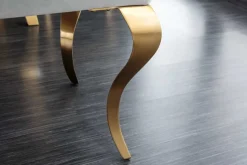 Design Sitzbank MODERN BAROCK 175cm grau Samt gold Edelstahl