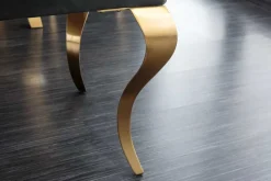 Design Sitzbank MODERN BAROCK 175cm schwarz Samt gold Edelstahl
