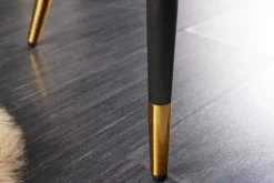 Design Sitzbank PARIS 160cm greige Samt Rückenlehne goldene Fußkappen Retro