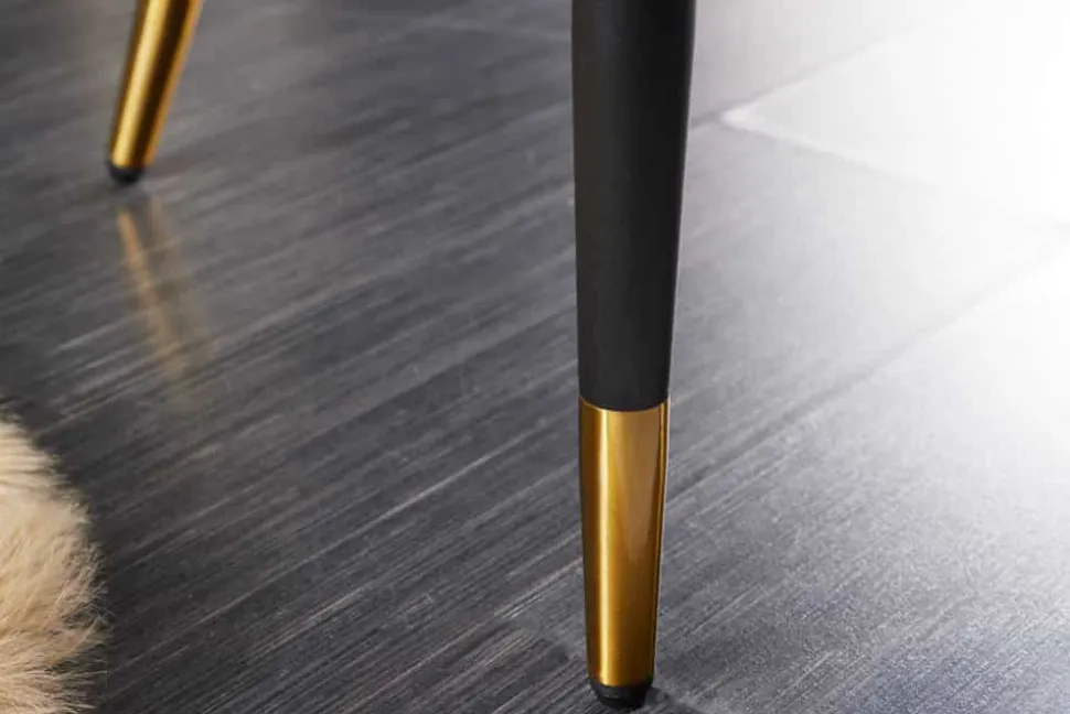 Design Sitzbank PARIS 160cm greige Samt Rückenlehne goldene Fußkappen Retro