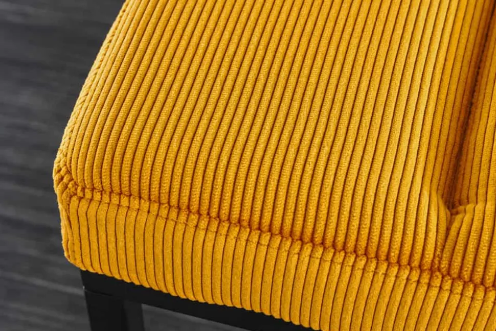Design Sitzbank PETIT BEAUTÉ 80cm senfgelb Cord schwarzes Gestell
