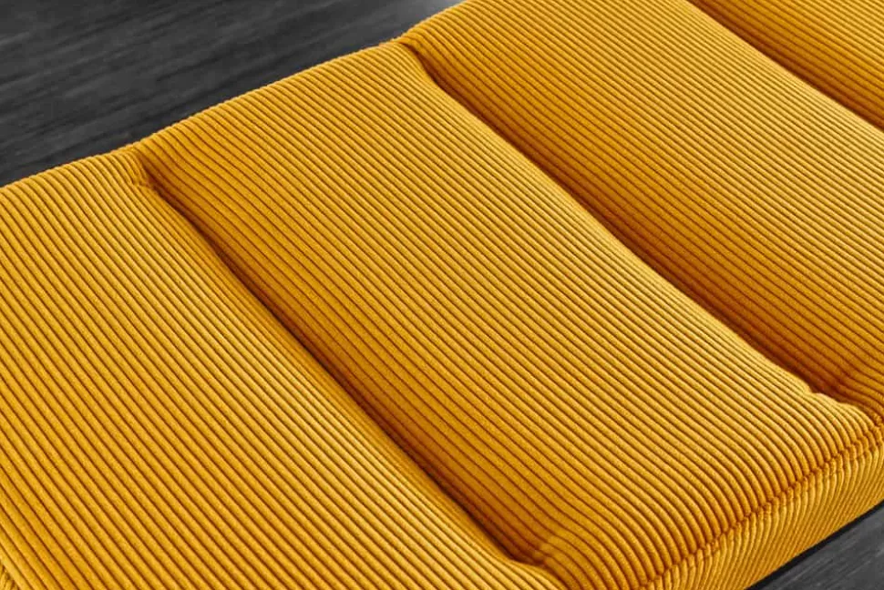 Design Sitzbank PETIT BEAUTÉ 80cm senfgelb Cord schwarzes Gestell