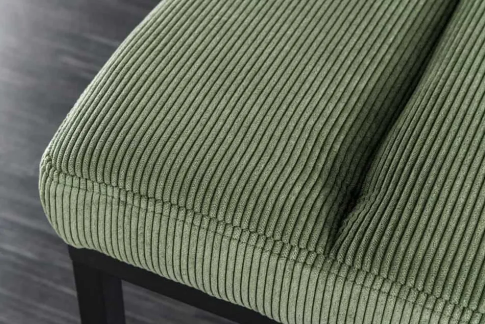 Design Sitzbank PETIT BEAUTÉ 80cm grün Cord schwarzes Gestell