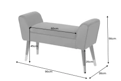Design Sitzbank SCARLETT 90cm beige coffee Samt
