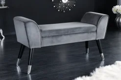 Design Sitzbank SCARLETT 90cm grau silber Samt