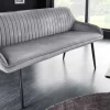 Design Sitzbank TURIN 160cm silbergrau Samt schwarz Metall Armlehne