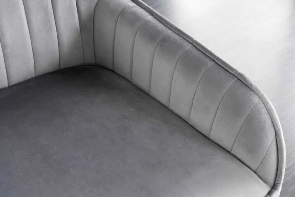 Design Sitzbank TURIN 160cm silbergrau Samt schwarz Metall Armlehne