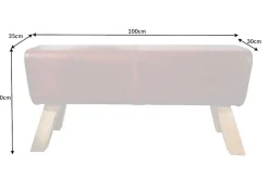 Design Sitzbank TURNBOCK 100cm coffee Echtleder Mangoholz Retro Sitzhocker