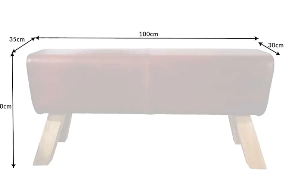 Design Sitzbank TURNBOCK 100cm coffee Echtleder Mangoholz Retro Sitzhocker