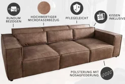 Design 3-Sitzer Sofa BOSSA NOVA 260cm antik taupe Microfaser Couch Wohnzimmer