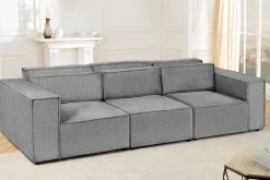 Design 3-Sitzer Sofa BOSSA NOVA 260cm grau Chenille XXL-Couch