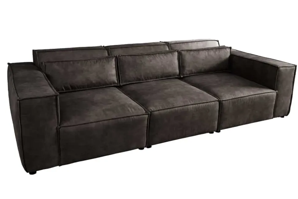 Design 3-Sitzer Sofa BOSSA NOVA 260cm antik dunkelgrau Microfaser Couch Wohnzimmer