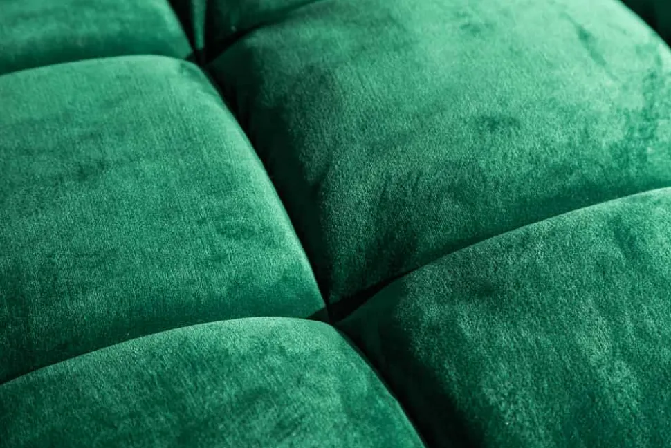Design 3-Sitzer Sofa COZY VELVET 220cm smaragdgrün Samt Federkern Lounge
