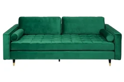 Design 3-Sitzer Sofa COZY VELVET 220cm smaragdgrün Samt Federkern Lounge