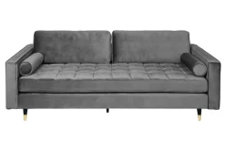 Design 3-Sitzer Sofa COZY VELVET 220cm grau Samt Federkern Lounge